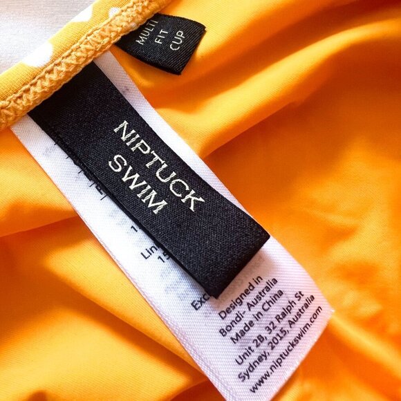 Nip Tuck Womens Yellow Nylon Blend Polka Dot Slimming One Piece Swimsuit Size 10 - Picture 4 of 11